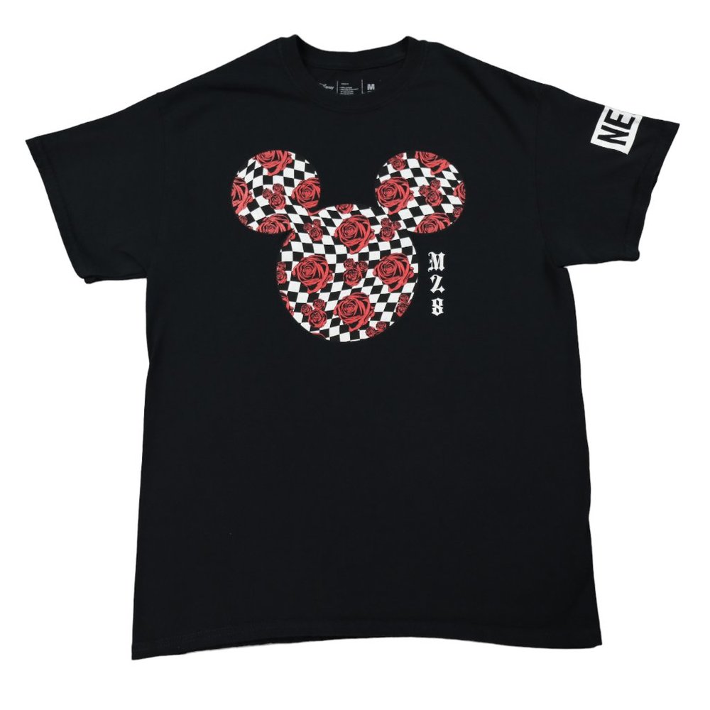 Disney Neff Collaboration Short Sleeve T-Shirt Mens Size Medium Black Roses